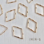 1414-G   菱形フレームチャーム　ゴールド　10個