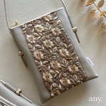 再販🤎インド刺繍リボンスマホポシェット 大人beige✨スマホショルダー お散歩ショルダー