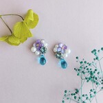 紫陽花とパール イヤリング ピアス イヤーカフ 【スワロフスキー使用】     