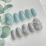 【サイズオーダー】偏光ラメフラワー ネイルチップ