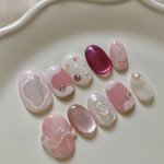 no.117 ピンクネイル　ピンクニュアンス　ぷっくりネイル　うるうるネイル　マグネットネイル　オーロラネイル　かわいめネイル　韓国ネイル　ストーンネイル　キラキラネイル　成人式　ウェディング　前撮り