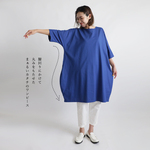 ⁑初夏の新作　度詰め天竺コットンTシャツ生地　１００ｃｍ丈　かぶるだけ一枚布仕立て　ワンピース　ゆったり チュニック　ポケット付　A68B