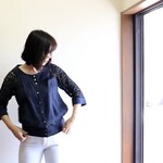 リネンブラウスジャケット：ネイビー