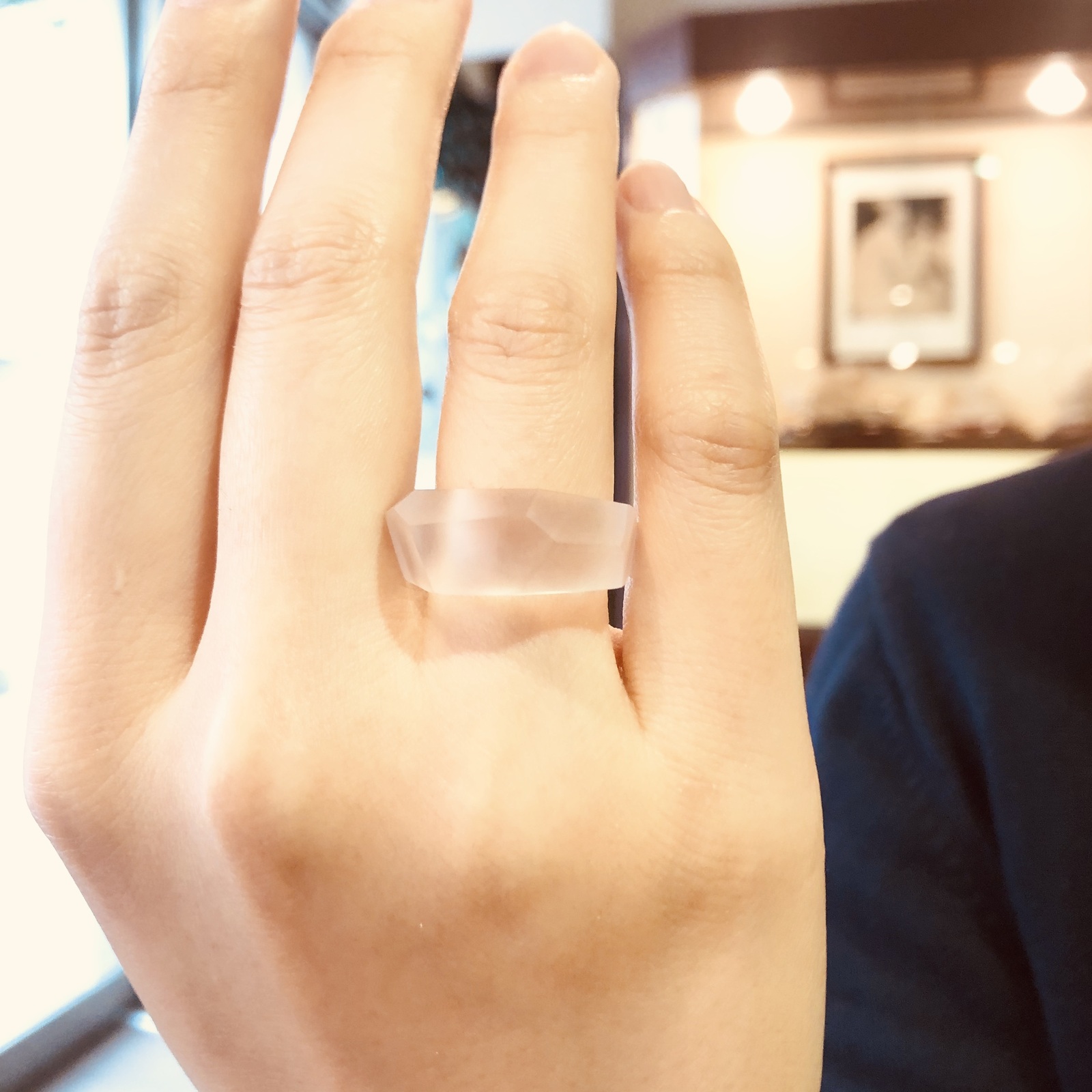 Omori 水晶指輪 くりぬき 人工石 水晶くりぬきリング ツヤ消し