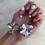 new♡silver×flower【イヤリングorピアス】