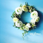 ＊再販 直径約25cm＊8種のフレッシュグリーンリース ✳︎ラナンキュラス×紫陽花×ハーブ✳︎白 ギフト・ウエディングにも♪ 結婚式