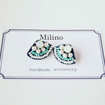【再販*♪】デニム×ビーズ刺繍ピアス&イヤリング