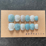 マーメイドネイル　シェルネイル　マーメイドラグーン　夏ネイル　夏カラー　ベリーショート　