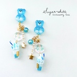🥤🐻‍❄️  drink shop ✵ キャンディくまとフルーツフロートの耳飾り《🫧ソーダ 》 ピアス ・ イヤリング  両耳用  ✨蓄光type✨