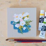 「雨あがりの庭で」コルクボードの原画＊アートパネル