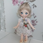 ネコポス 送料無料!! ミニスウィーツドール あまむす オビツ11  サイズ アウトフィット リバティプリントのワンピース セット