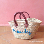 好きな文字を入れられるパーソナライズドバスケット06 茶革ハンドル