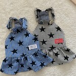 【犬服】ヒッコリーデニム調リップル生地のジャンパースカート