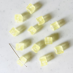 Clear Yellow Glitter Square Beads