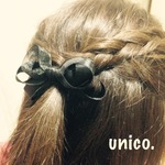 Wリボンヘアゴム＊ブラック