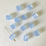 Clear Blue Glitter Square Beads