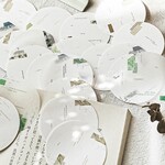 シンプルオシャレ　 コラージュ素材　丸いメモ紙　byhx