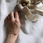 3輪フラワーブレスレット（③ゴールド×細身チェーン）