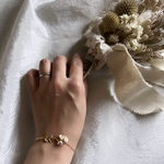 3輪フラワーブレスレット（④ホワイト×細身チェーン）