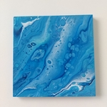 原画　青　白　ポーリングアート　フルイドアート　抽象画　インテリア　NO.172　現代アート