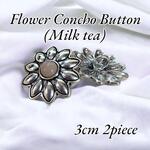 ミルクティー色◆花型コンチョボタン◆フラワー◆コンチョ◆2個セット◆メタルボタン◆金属ボタン