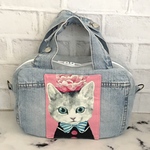 デニムリメイクボストンバック　猫さん🐱