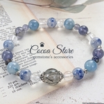 №20069【 沈静化の力を持つ石 】（ ブルールチルクォーツ カイヤナイト アイオライト デュモルチェライト ） 天然石 ブレスレット