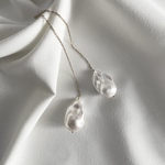 大粒バロックパールロングピアス | イヤリング | アメリカンピアス | 淡水真珠 | サージカルステンレス