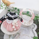 P-29  プチブライス服  ワンピースとヘッドドレスの２点セット　プチブライス　ドール　ミニチュア