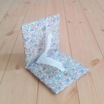 生成帆布　折りたたみ　リバティ風   小花柄　携帯ティッシュケース 　パープル