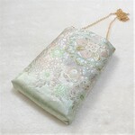 淡い華文柄の帯からスマホショルダー／スマホポシェット／ショルダーバッグ／ポーチ／帯リメイク／obi／216