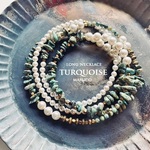 【御売約5/14★クーヘン様】1700→1400　　　　NC370-548ターコイズAfrican+white PEARL asymmetry*天然石ロングネックレス pendant *送料無料*