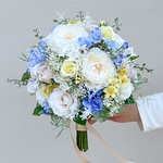 yanchimagne様専用✻ベージュ 青 黄色 ブーケ✻ヘアード（ミニサイズ）〈ブートニア付き〉【送料無料】