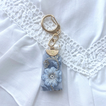 【イニシャル入れ無料】インド刺繍リボン キーホルダー バッグチャーム イニシャルキーホルダー No.5