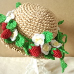 ブライス用麦わら風帽子☆苺のラリエット付き