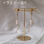 ✨再販✨大人気✨イヤリング　淡水パール　揺れデザイン　ニッケルフリーネジバネイヤリング、樹脂ノンホールイヤリング
