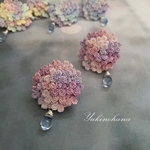 〜紫陽花のボリューミーな耳飾り(桃紫)〜