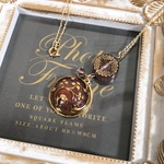 【花畑と金の枝】チェコガラスボタンネックレス