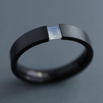 刻印♦︎ムーンストーンのブラックリング♦︎天然石♦誕生石♦サージカルステンレス【black＋square】