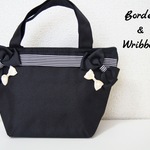 【再再販】 保冷バッグ ❤︎ ボーダー &  ブラックとホワイトのWリボン 