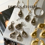 【2pcs】ジルコニアドロップチャーム  プラチナシルバー