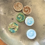 光る【3ペア6コセット】JIRI＊IVANA#czech beads#チェコビーズ　Fossils ammonite17㍉　mixassort