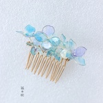 .:*ﾟ..:｡: 紫陽花 あじさい かんざし コーム 髪飾り ディップアート 涼しげ 浴衣 和装 着物