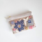 ミニポーチ＊ブルー   インド刺繍 プレゼント ギフト