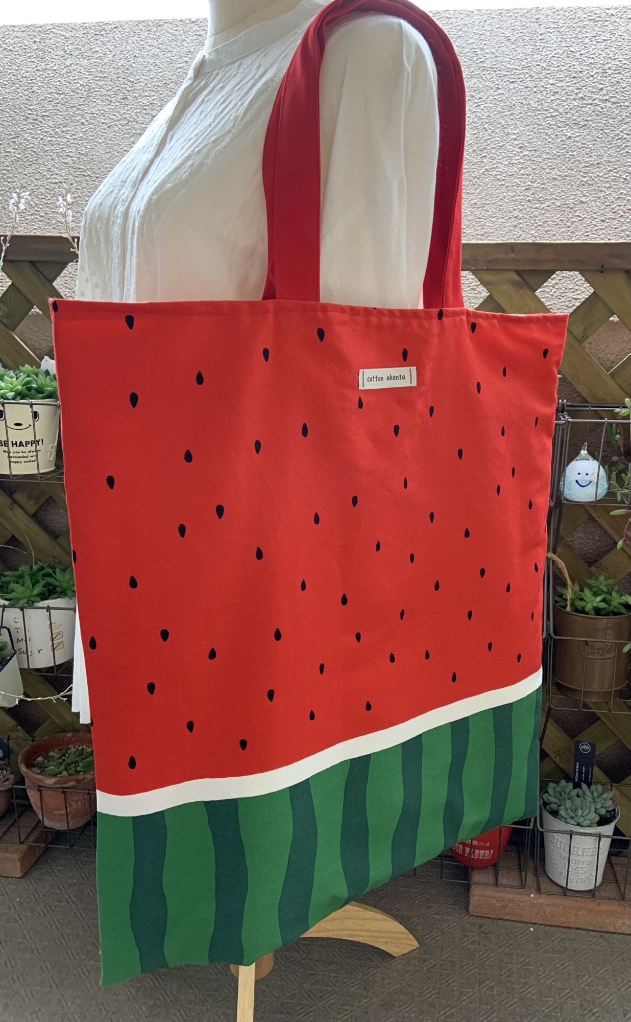 大きなトート スイカ🍉 お着替えや制服などを入れるサブバッグ