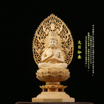  【立原彫刻】木彫り 仏像 大日如来 飛天仕女光背 仏壇仏像 彫刻 災難除去A67