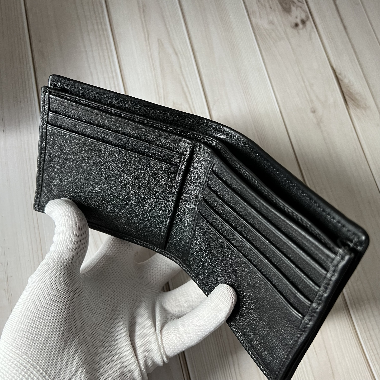 レア 本物保証 本革 黒 クロコダイル ミニ財布 二つ折り財布