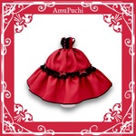 リボンのゴシック風ロングドレス（ダークレッド×黒レース）♱ blythe ブライス リカちゃん オビツ24 プーリップ momoko ジェニー ミスキティ 等