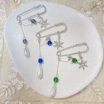 【サイズ小】💚雪の結晶のピンブローチ❄️