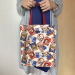 SALE❣️ちょっとそこまで☆少し大きめエコバッグ♪レトロなシネマポスター風